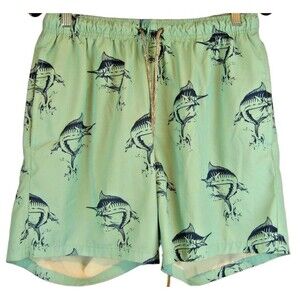Mens Rainforest Aqua Lined Drawstring Swim Board Shorts sz M (36x6)